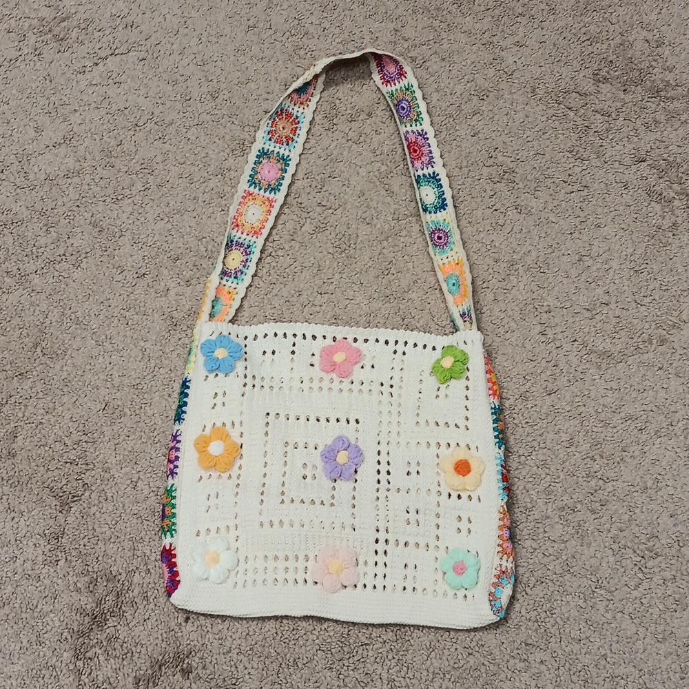 Floral Crochet Shoulder Bag